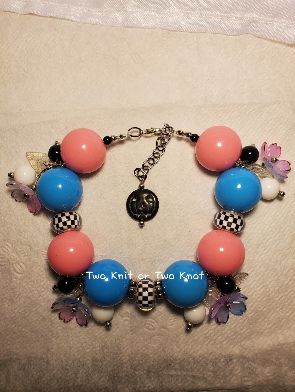 NWT 4-in-1 OOAK Retro Chunky Beaded Bracelet Anklet Pet Collar Bag Charm Y2K